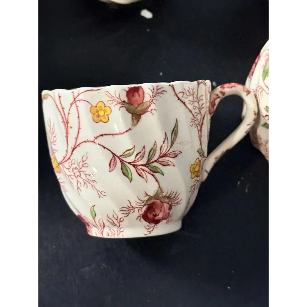 Vintage Spode England Rosebud Chintz Demitasse Espresso Set – 9 Cups & 9 Saucers